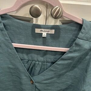Madewell Teal Blouse with Button Detail
